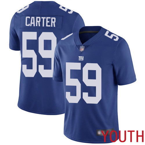 Youth New York Giants 59 Lorenzo Carter Royal Blue Team Color Vapor Untouchable Limited Player Football NFL Jersey